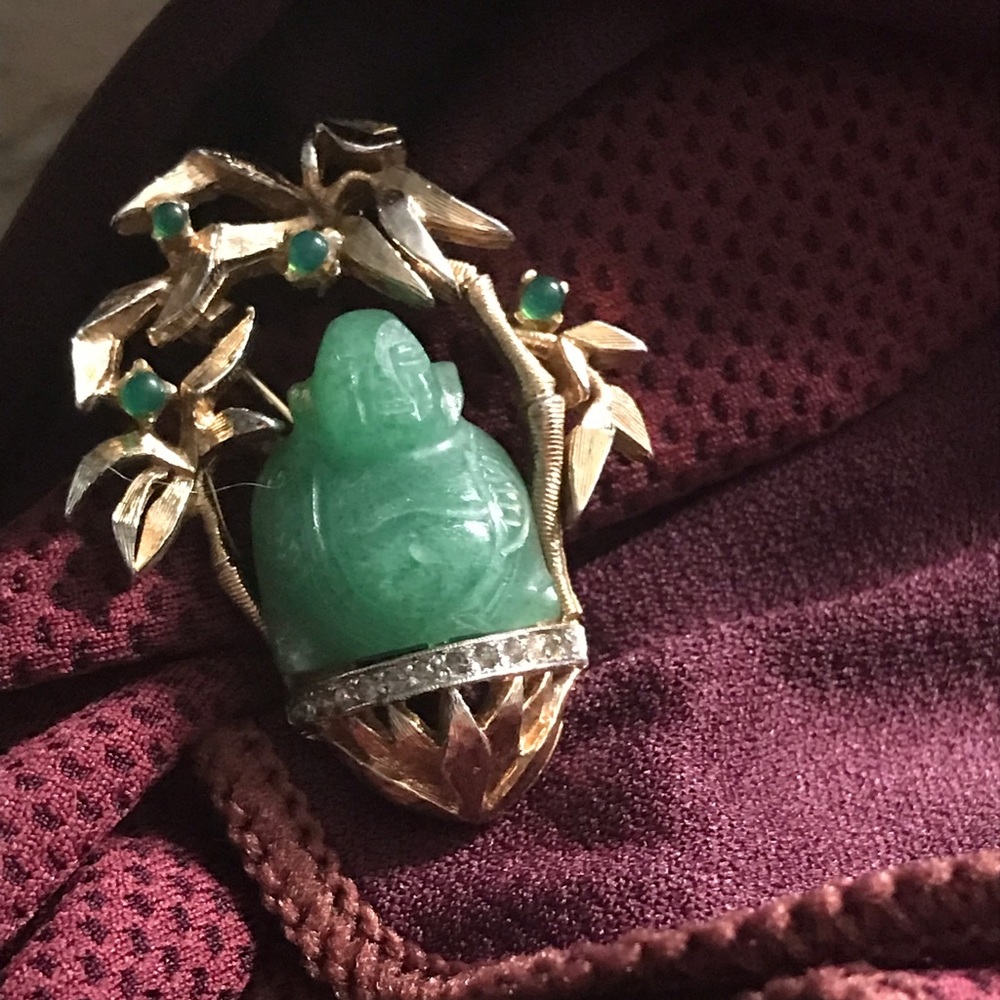 Jade Buddha Pin Brooch Pin